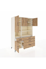 Kronos Dolap 9 Raflı 4 Çekmeceli 4 Kapaklı 132x59x195 Aytaşı-Çam/Çam