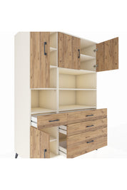 Kronos Dolap 9 Raflı 4 Çekmeceli 4 Kapaklı 132x59x195 Aytaşı-Çam/Çam