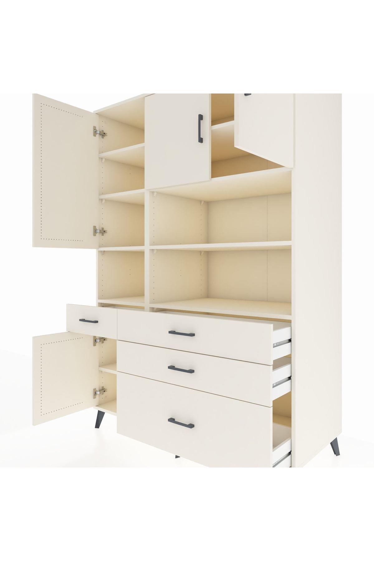 Kronos Dolap 9 Raflı 4 Çekmeceli 4 Kapaklı 132x59x195 Aytaşı-Aytaşı/Aytaşı