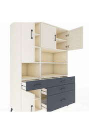 Kronos Dolap 9 Raflı 4 Çekmeceli 4 Kapaklı 132x59x195 Aytaşı-Aytaşı/Antrasit