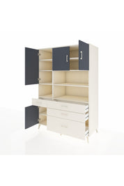 Kronos Dolap 9 Raflı 4 Çekmeceli 4 Kapaklı 132x59x195 Aytaşı-Antrasit/Aytaşı