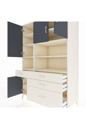 Kronos Dolap 9 Raflı 4 Çekmeceli 4 Kapaklı 132x59x195 Aytaşı-Antrasit/Aytaşı