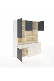 Kronos Dolap 9 Raflı 4 Çekmeceli 4 Kapaklı 132x59x195 Aytaşı-Antrasit/Aytaşı