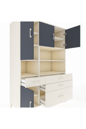 Kronos Dolap 9 Raflı 4 Çekmeceli 4 Kapaklı 132x59x195 Aytaşı-Antrasit/Aytaşı