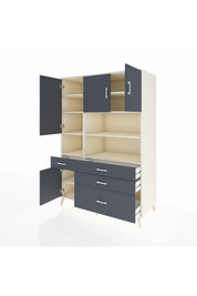 Kronos Dolap 9 Raflı 4 Çekmeceli 4 Kapaklı 132x59x195 Aytaşı-Antrasit/Antrasit