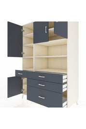 Kronos Dolap 9 Raflı 4 Çekmeceli 4 Kapaklı 132x59x195 Aytaşı-Antrasit/Antrasit