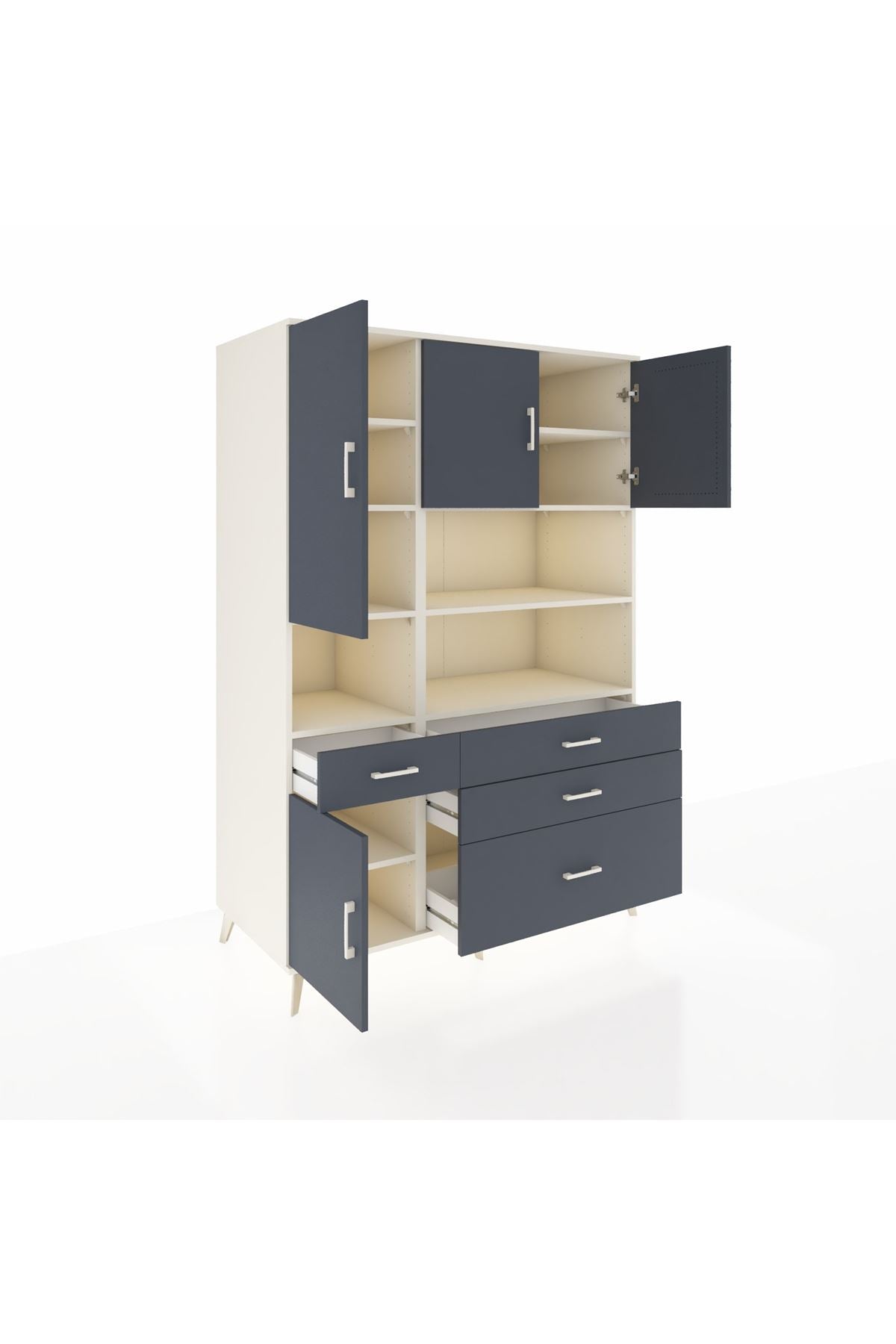 Kronos Dolap 9 Raflı 4 Çekmeceli 4 Kapaklı 132x59x195 Aytaşı-Antrasit/Antrasit