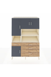 Kronos Dolap 9 Raflı 4 Çekmeceli 4 Kapaklı 132x59x195 Aytaşı-Antrasit/Çam