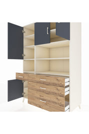 Kronos Dolap 9 Raflı 4 Çekmeceli 4 Kapaklı 132x59x195 Aytaşı-Antrasit/Çam