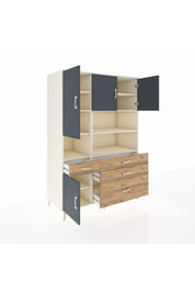 Kronos Dolap 9 Raflı 4 Çekmeceli 4 Kapaklı 132x59x195 Aytaşı-Antrasit/Çam