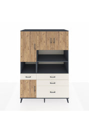 Kronos Dolap 9 Raflı 4 Çekmeceli 4 Kapaklı 132x59x195 Antrasit-Çam/Aytaşı