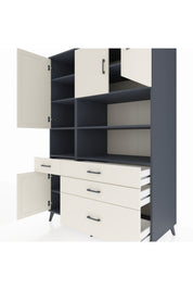 Kronos Dolap 9 Raflı 4 Çekmeceli 4 Kapaklı 132x59x195 Antrasit-Aytaşı/Aytaşı