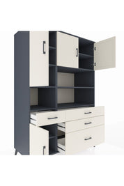 Kronos Dolap 9 Raflı 4 Çekmeceli 4 Kapaklı 132x59x195 Antrasit-Aytaşı/Aytaşı