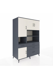 Kronos Dolap 9 Raflı 4 Çekmeceli 4 Kapaklı 132x59x195 Antrasit-Aytaşı/Antrasit