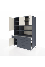 Kronos Dolap 9 Raflı 4 Çekmeceli 4 Kapaklı 132x59x195 Antrasit-Aytaşı/Antrasit