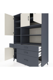 Kronos Dolap 9 Raflı 4 Çekmeceli 4 Kapaklı 132x59x195 Antrasit-Aytaşı/Antrasit
