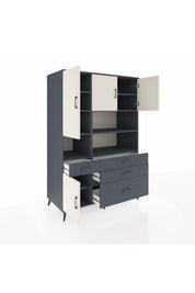 Kronos Dolap 9 Raflı 4 Çekmeceli 4 Kapaklı 132x59x195 Antrasit-Aytaşı/Antrasit