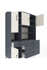 Kronos Dolap 9 Raflı 4 Çekmeceli 4 Kapaklı 132x59x195 Antrasit-Aytaşı/Antrasit
