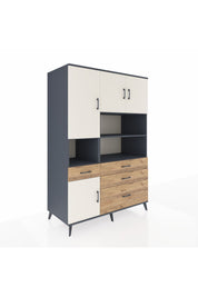 Kronos Dolap 9 Raflı 4 Çekmeceli 4 Kapaklı 132x59x195 Antrasit-Aytaşı/Çam