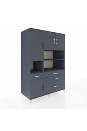 Kronos Dolap 9 Raflı 4 Çekmeceli 4 Kapaklı 132x59x195 Antrasit-Antrasit/Antrasit