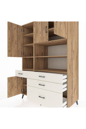 Kronos Dolap 9 Raflı 4 Çekmeceli 4 Kapaklı 132x59x195 Çam-Çam/Aytaşı