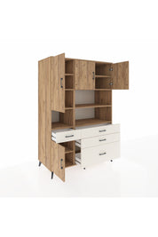 Kronos Dolap 9 Raflı 4 Çekmeceli 4 Kapaklı 132x59x195 Çam-Çam/Aytaşı