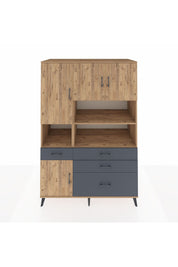 Kronos Dolap 9 Raflı 4 Çekmeceli 4 Kapaklı 132x59x195 Çam-Çam/Antrasit