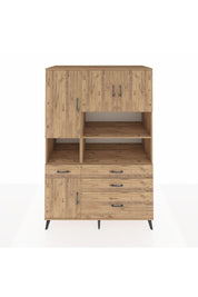 Kronos Dolap 9 Raflı 4 Çekmeceli 4 Kapaklı 132x59x195 Çam-Çam/Çam