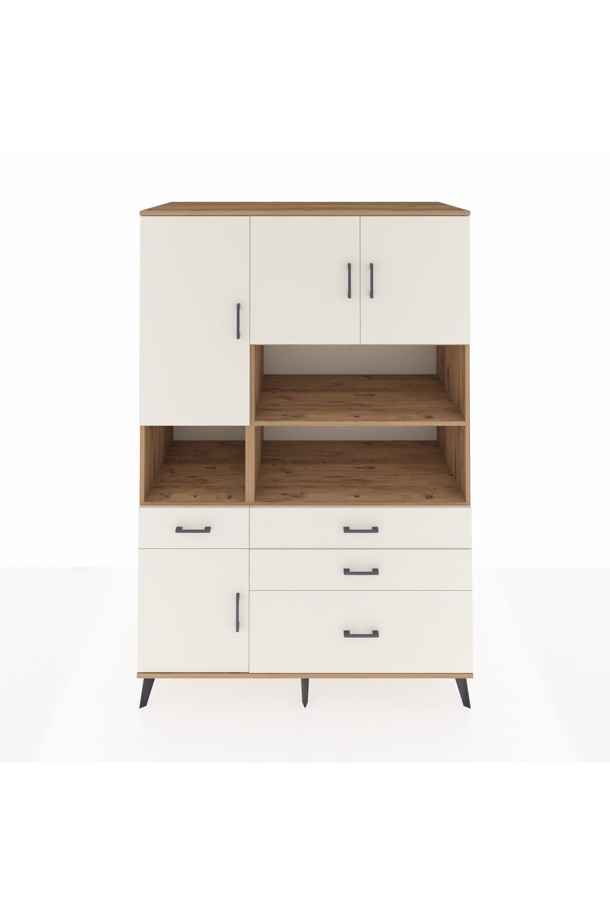 Kronos Dolap 9 Raflı 4 Çekmeceli 4 Kapaklı 132x59x195 Çam-Aytaşı/Aytaşı