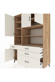 Kronos Dolap 9 Raflı 4 Çekmeceli 4 Kapaklı 132x59x195 Çam-Aytaşı/Aytaşı