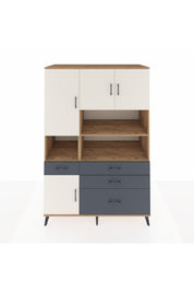 Kronos Dolap 9 Raflı 4 Çekmeceli 4 Kapaklı 132x59x195 Çam-Aytaşı/Antrasit