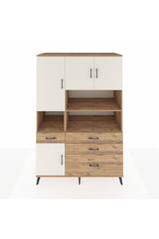 Kronos Dolap 9 Raflı 4 Çekmeceli 4 Kapaklı 132x59x195 Çam-Aytaşı/Çam