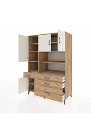 Kronos Dolap 9 Raflı 4 Çekmeceli 4 Kapaklı 132x59x195 Çam-Aytaşı/Çam