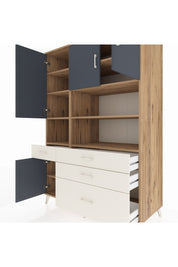 Kronos Dolap 9 Raflı 4 Çekmeceli 4 Kapaklı 132x59x195 Çam-Antrasit/Aytaşı