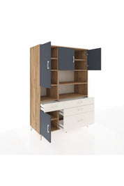 Kronos Dolap 9 Raflı 4 Çekmeceli 4 Kapaklı 132x59x195 Çam-Antrasit/Aytaşı