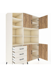 Kronos Dolap 9 Raflı 4 Çekmeceli 4 Kapaklı 132x59x195 Aytaşı-Çam/Aytaşı