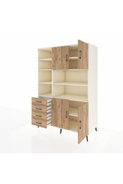 Kronos Dolap 9 Raflı 4 Çekmeceli 4 Kapaklı 132x59x195 Aytaşı-Çam/Çam
