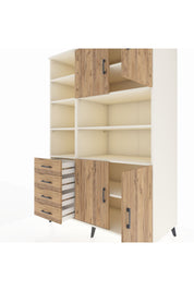 Kronos Dolap 9 Raflı 4 Çekmeceli 4 Kapaklı 132x59x195 Aytaşı-Çam/Çam