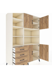 Kronos Dolap 9 Raflı 4 Çekmeceli 4 Kapaklı 132x59x195 Aytaşı-Çam/Çam