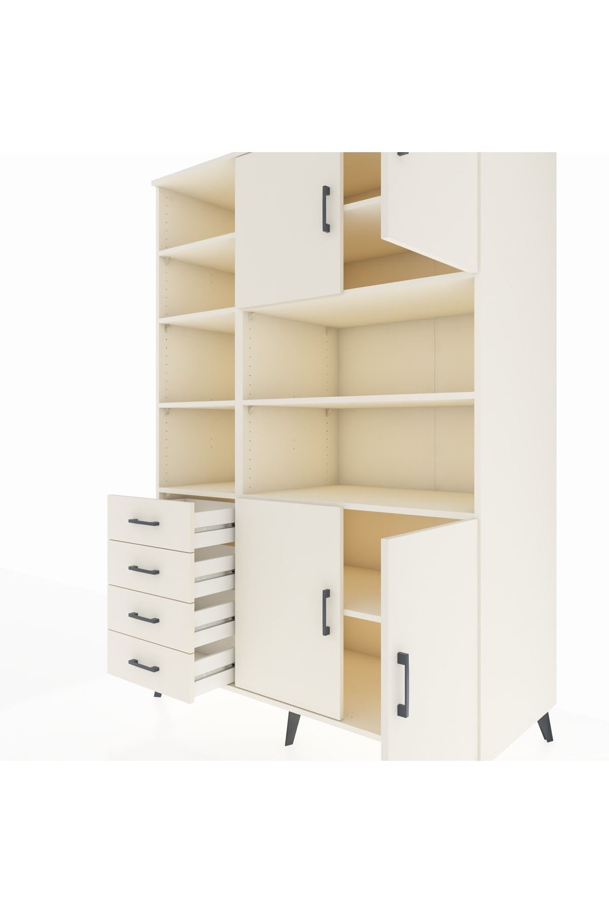 Kronos Dolap 9 Raflı 4 Çekmeceli 4 Kapaklı 132x59x195 Aytaşı-Aytaşı/Aytaşı