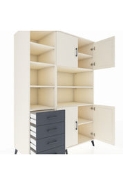 Kronos Dolap 9 Raflı 4 Çekmeceli 4 Kapaklı 132x59x195 Aytaşı-Aytaşı/Antrasit