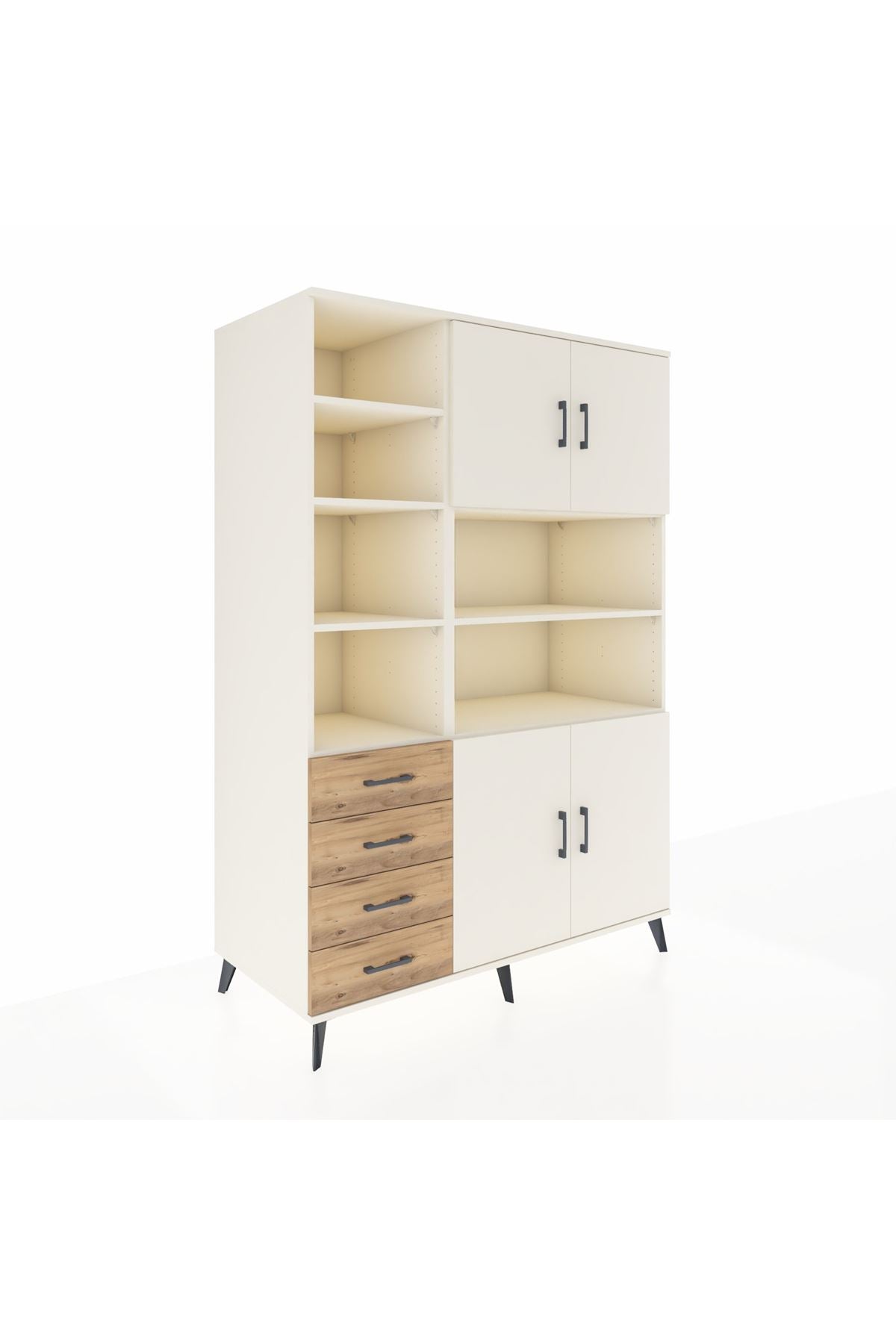 Kronos Dolap 9 Raflı 4 Çekmeceli 4 Kapaklı 132x59x195 Aytaşı-Aytaşı/Çam