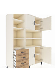 Kronos Dolap 9 Raflı 4 Çekmeceli 4 Kapaklı 132x59x195 Aytaşı-Aytaşı/Çam