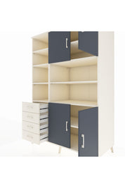 Kronos Dolap 9 Raflı 4 Çekmeceli 4 Kapaklı 132x59x195 Aytaşı-Antrasit/Aytaşı