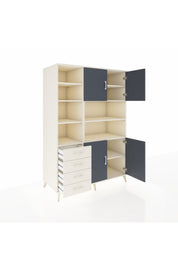 Kronos Dolap 9 Raflı 4 Çekmeceli 4 Kapaklı 132x59x195 Aytaşı-Antrasit/Aytaşı