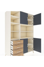 Kronos Dolap 9 Raflı 4 Çekmeceli 4 Kapaklı 132x59x195 Aytaşı-Antrasit/Çam