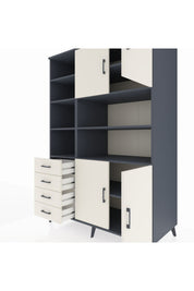 Kronos Dolap 9 Raflı 4 Çekmeceli 4 Kapaklı 132x59x195 Antrasit-Aytaşı/Aytaşı