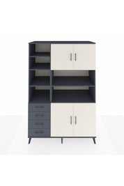 Kronos Dolap 9 Raflı 4 Çekmeceli 4 Kapaklı 132x59x195 Antrasit-Aytaşı/Antrasit