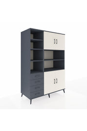 Kronos Dolap 9 Raflı 4 Çekmeceli 4 Kapaklı 132x59x195 Antrasit-Aytaşı/Antrasit