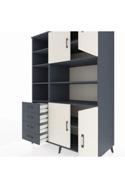 Kronos Dolap 9 Raflı 4 Çekmeceli 4 Kapaklı 132x59x195 Antrasit-Aytaşı/Antrasit